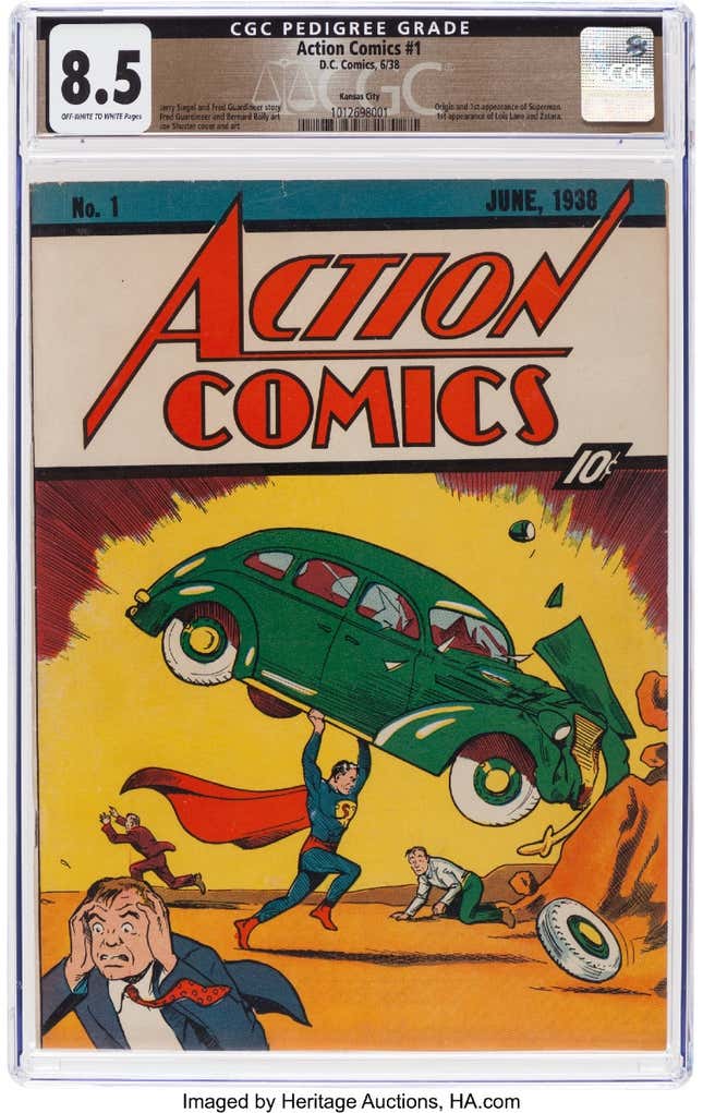 supermanin ilk kez gorundugu 1938 tarihli cizgi roman action comics 1 icin kucuk bir