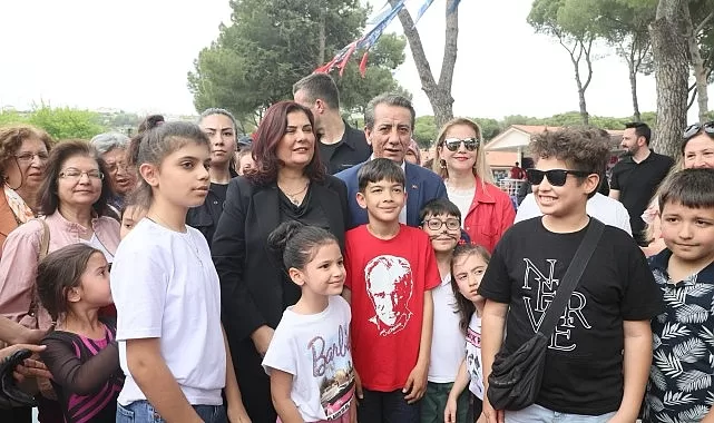 Aydın Büyükşehir Belediye Başkanı Özlem Çerçioğlu, Efeler Belediye Başkanı Anıl Yetişkin ile birlikte Tekstil Park’ta çocuklarla bir araya geldi