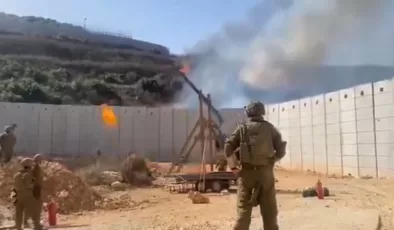 İsrail askerleri Lübnan sınırında mancınıkla tarlaları ateşe verdi