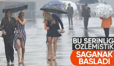 İstanbul’da beklenen kuvvetli sağanak yağış  geldi